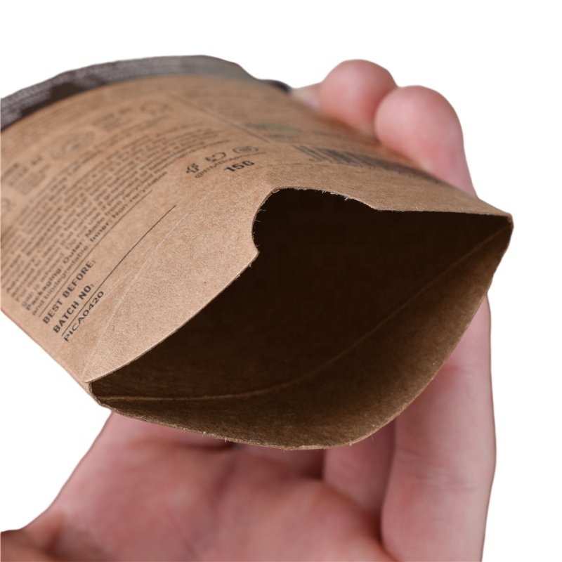 Custom Logo Unique Design Pillow Shape Small Brown Craft Kraft Paper Pillow Box For Tea Samples Packaging