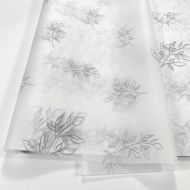 Fresh And Elegant Design Light Grey Eucalyptus Leaf T-shirt Gift Packaging Tissue Paper