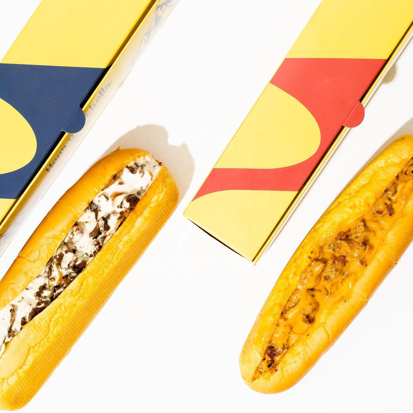 Custom Logo Printed Hot Dog Box Large Packaging Paper Box Biodegradable Long Burger Containers Sandwich Packaging Box