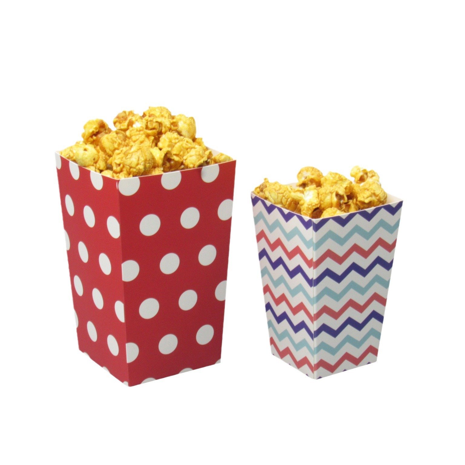 In Stock Customizable Theater Party Size Wave Stripes Folding Disposable Food Packaging Popcorn Paper Box