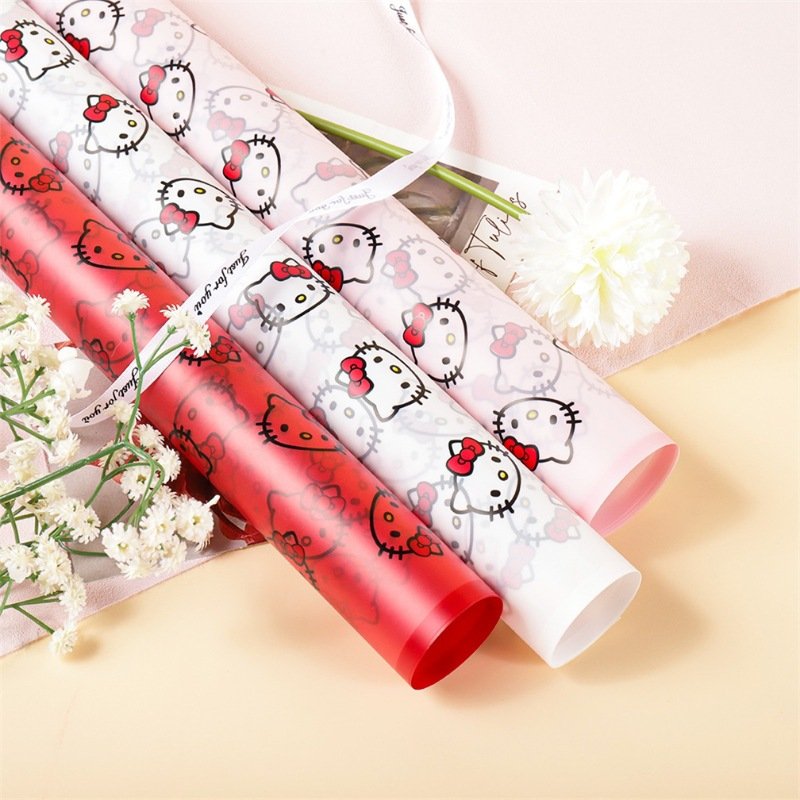 Cartoon Kitty Waterproof Christmas Valentine's Day Gift Craft Packaging Paper Roll Custom Bouquet Flowers Wrapping Paper