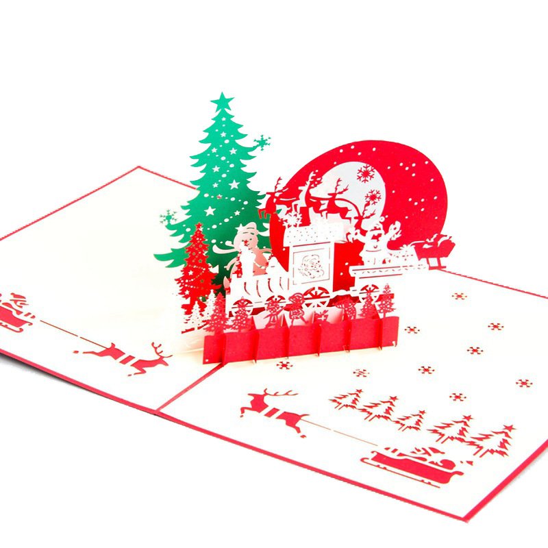 Star Packaging Customize Design Printing Luxury 3D Pop Up Display Stand Christmas Eve Greeting Cards With Envolpe