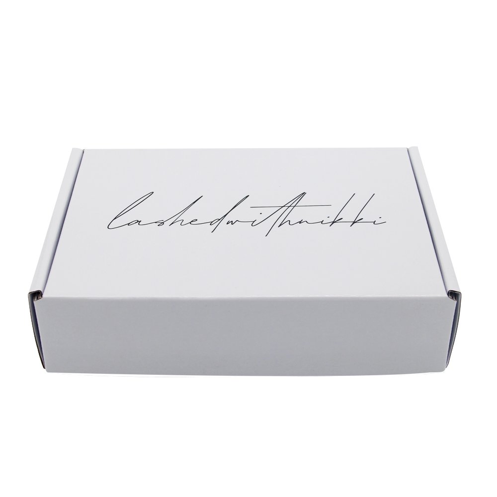 Custom logo printed fake false eyelashes box packaging folding white corrugated mailer box for packiging