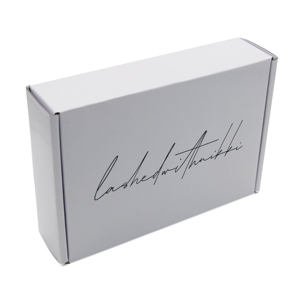 Custom logo printed fake false eyelashes box packaging folding white corrugated mailer box for packiging