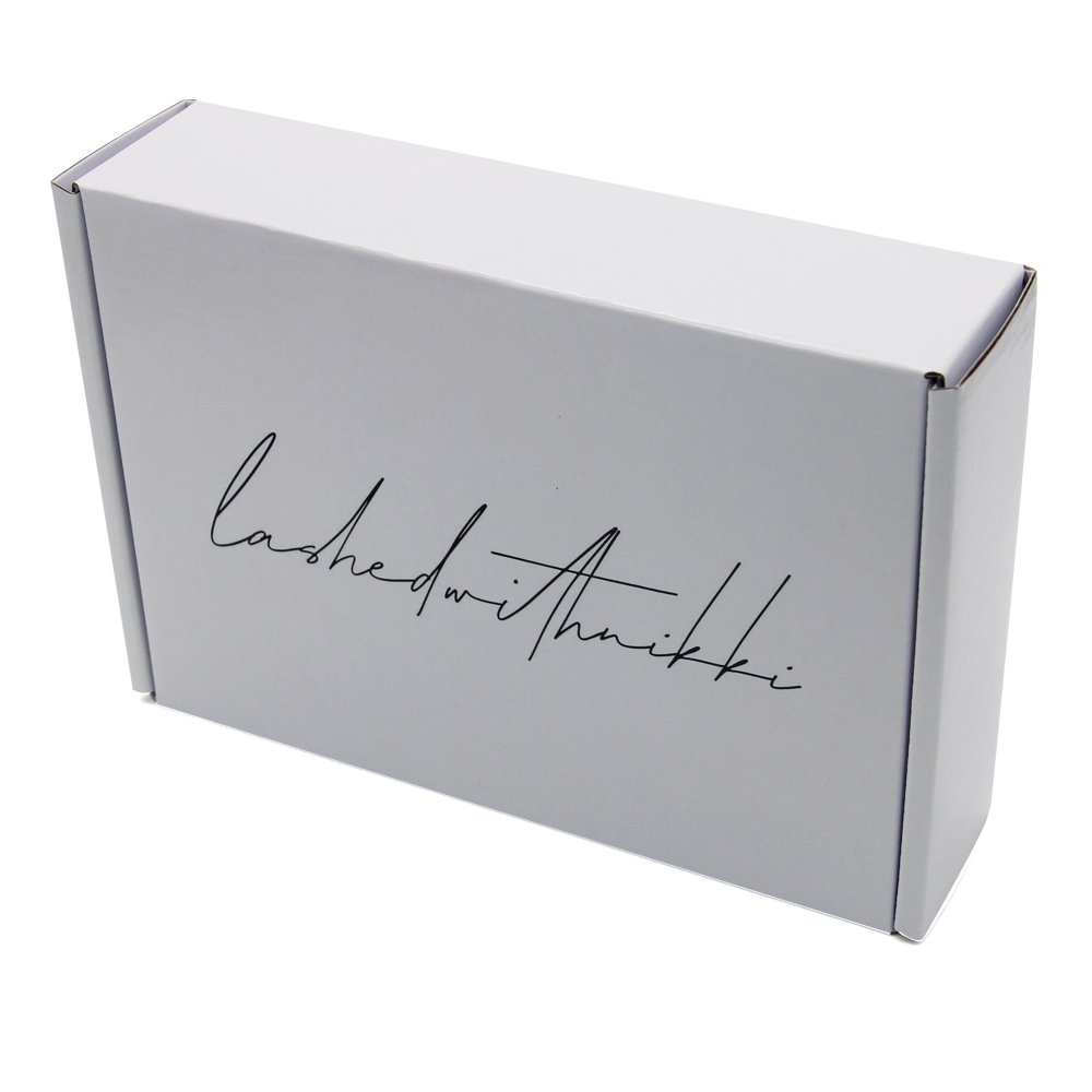 Custom logo printed fake false eyelashes box packaging folding white corrugated mailer box for packiging