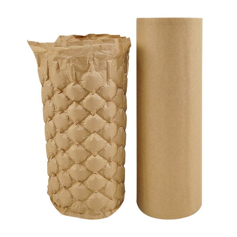 100% Biodegradable Kraft Paper Air Cushion Bubble For Packaging Compostable Paper Air Bubble Film Wrap Paper Roll