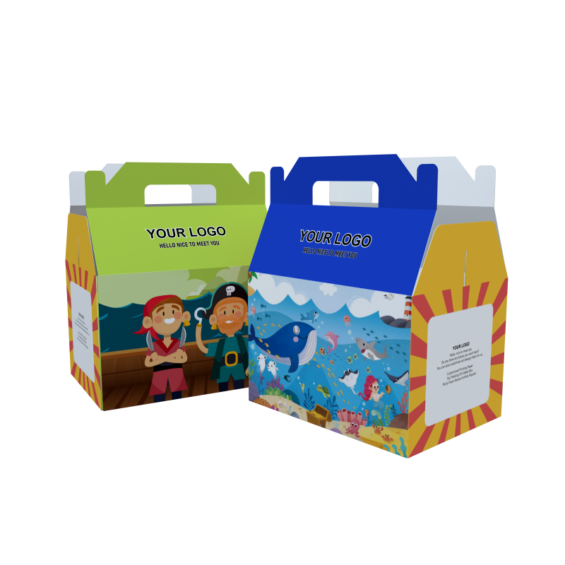 Digital Printing Kids' Meal Paperboard Box Take Away Children Food Box Cookie Candy Packaging Paper Box With Handle