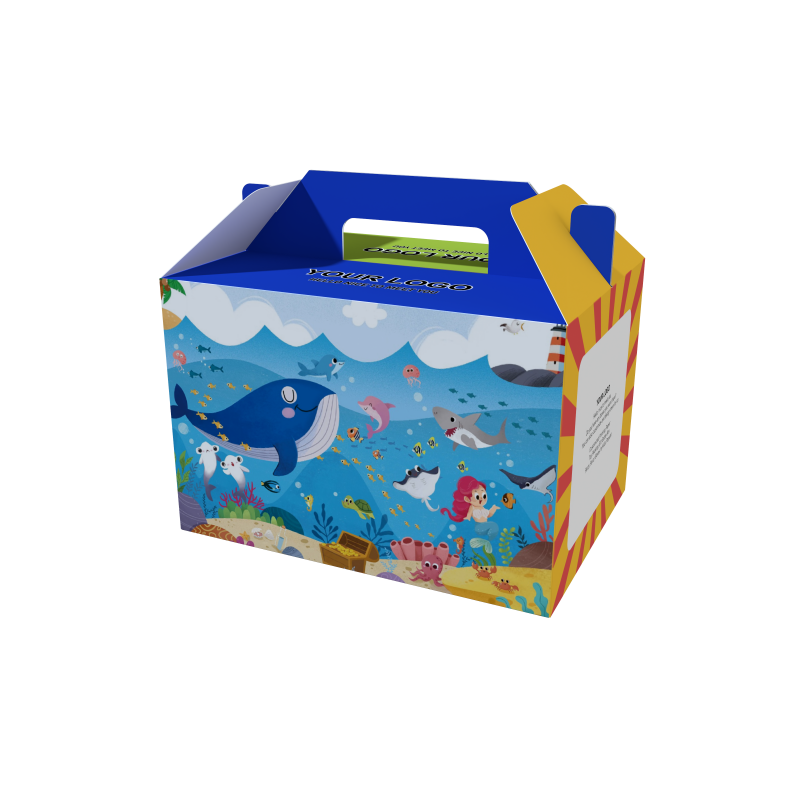 Digital Printing Kids' Meal Paperboard Box Take Away Children Food Box Cookie Candy Packaging Paper Box With Handle