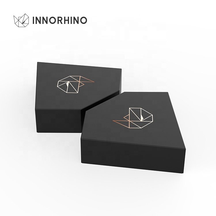 Black Luxury Rhombus Shape Banquet Wedding Jewelry Gift Box