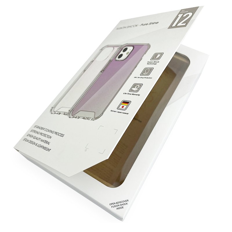 High Quality Custom Modern Novel Textured Ivory Board Electronics Phone Case Packing Boxes With Window For Iphone