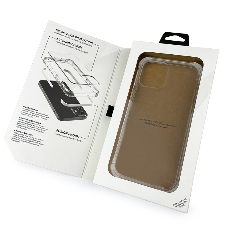 High Quality Custom Modern Novel Textured Ivory Board Electronics Phone Case Packing Boxes With Window For Iphone