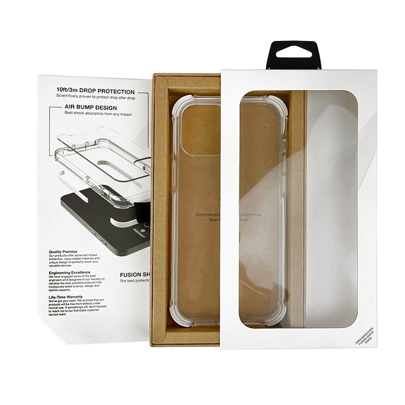 High Quality Custom Modern Novel Textured Ivory Board Electronics Phone Case Packing Boxes With Window For Iphone