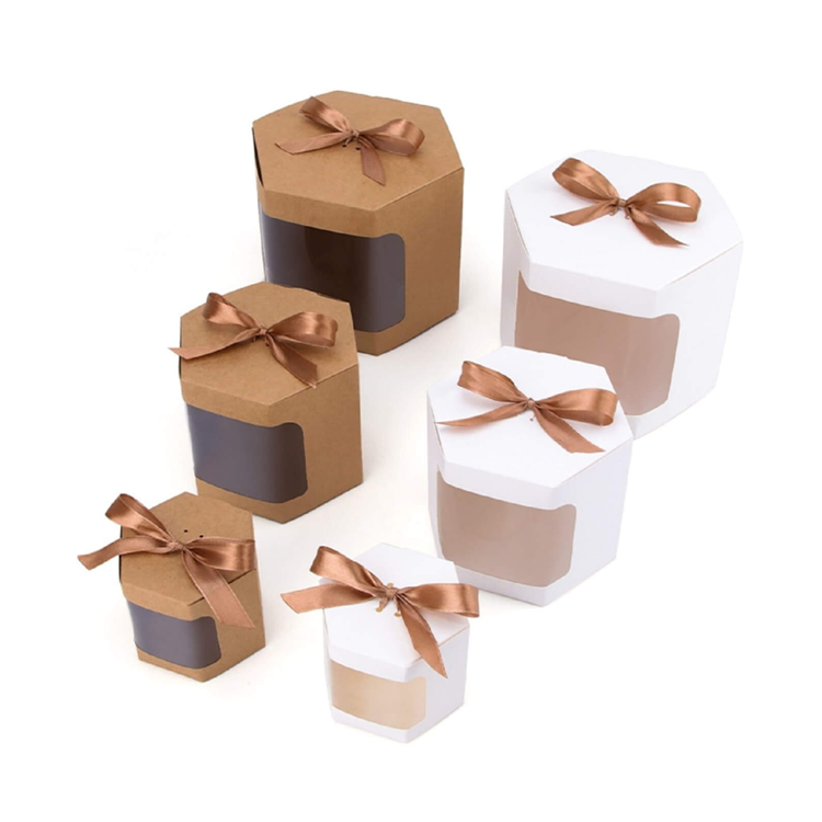 custom Cake Box Packaging Paper Bags Transparent Window Candy gift Boxes With Birthday Gift Box Presents Sweets Pack