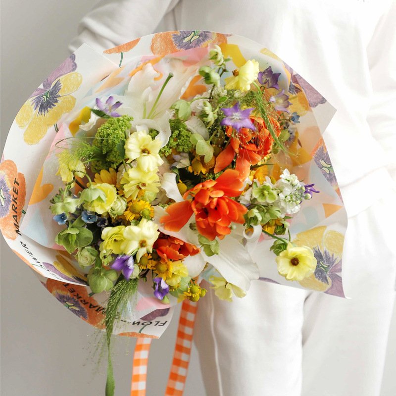 Fall In Color Wholesale Oil Painting Style Art Flower Gift Packaging Paper Bouquet Packaging Material Flower Wrapping Paper