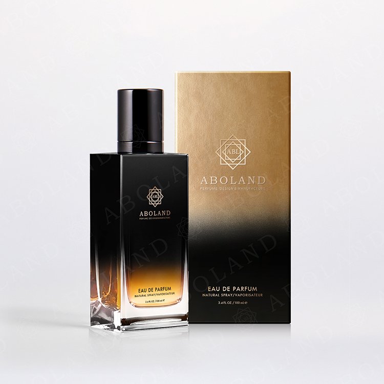 Newst Design Gradient Perfume Boxes Black and Gold Luxury Glass Perfume Bottle Packaging