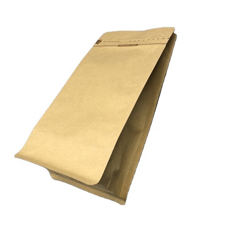 Paper Coffee Bags With Zipper And Vave Flat Bottom Kraft Paper Compostable And Zipper Bolsas Para Cafe Coffee Packaging