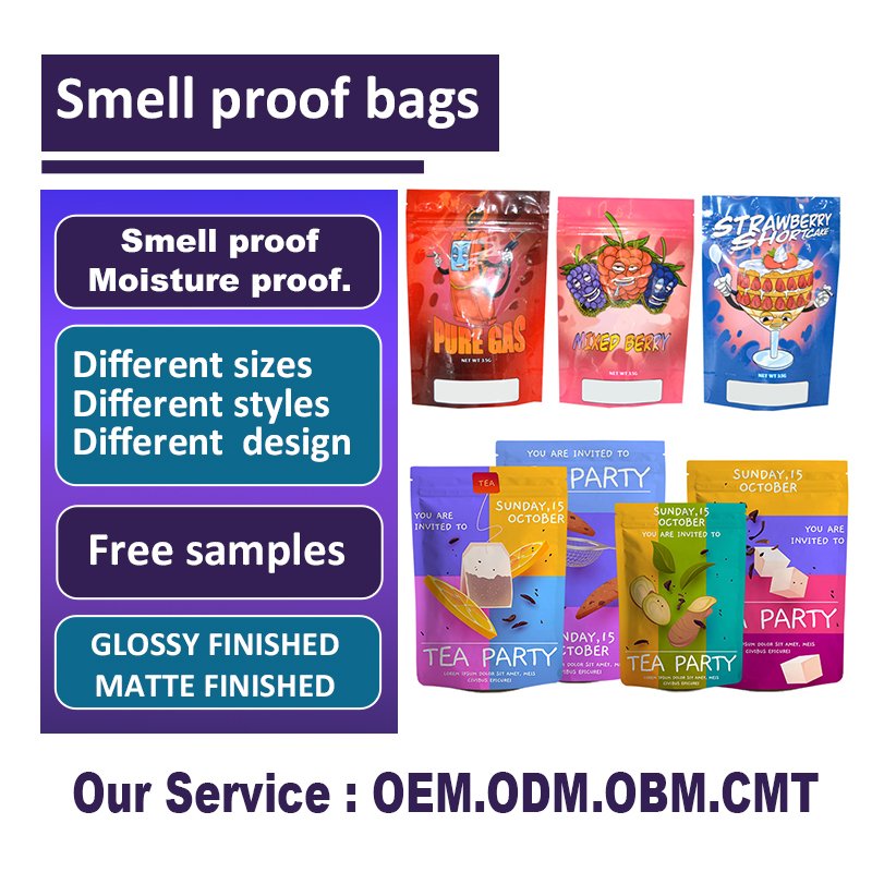 Custom Printed 3.5g 7g 14g 1oz 1lb Laminated Mylar Zipper Packaging dispensary bags 3.5 Smell Proof Mini Bags