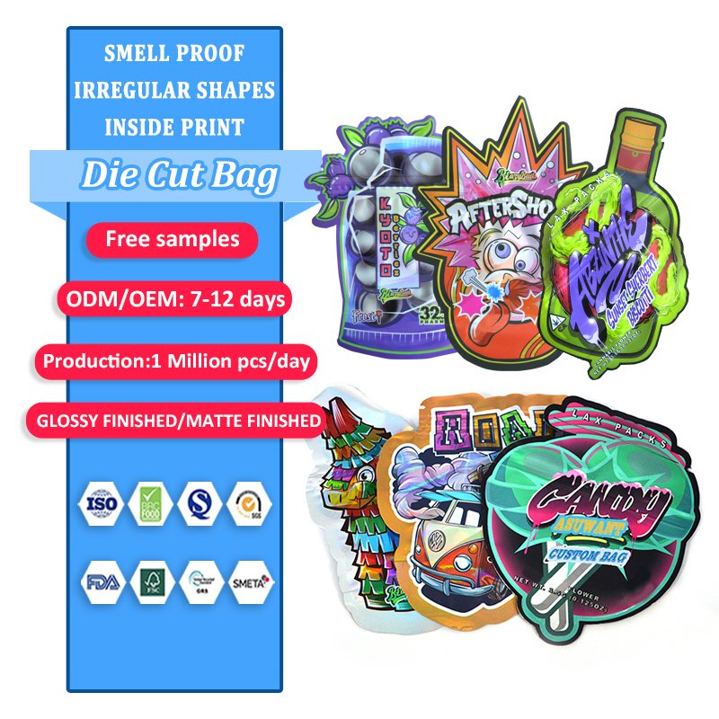 Custom Printed 3.5g 7g 14g 1oz 1lb Laminated Mylar Zipper Packaging dispensary bags 3.5 Smell Proof Mini Bags
