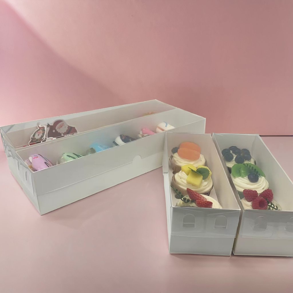 high quality cup cake boxes custom cookie box 3 4 6 hole cupcake packaging with PET window