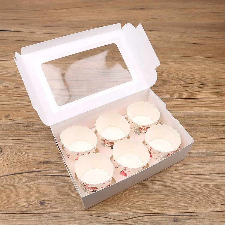 Food Grade Paper Cup Baking Muffin Box 2/4/6/12 holes Paper Cupcake Cake Boxes