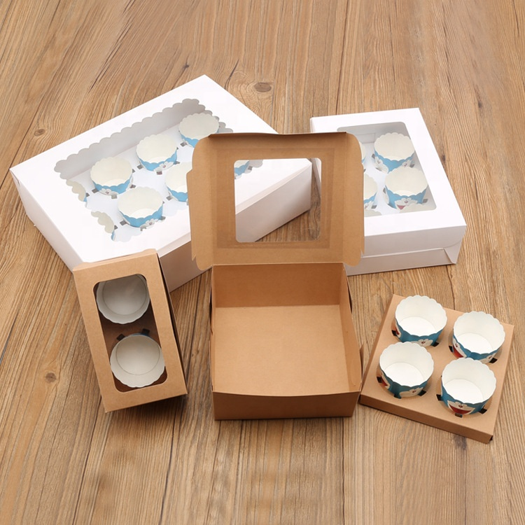 Food Grade Paper Cup Baking Muffin Box 2/4/6/12 holes Paper Cupcake Cake Boxes