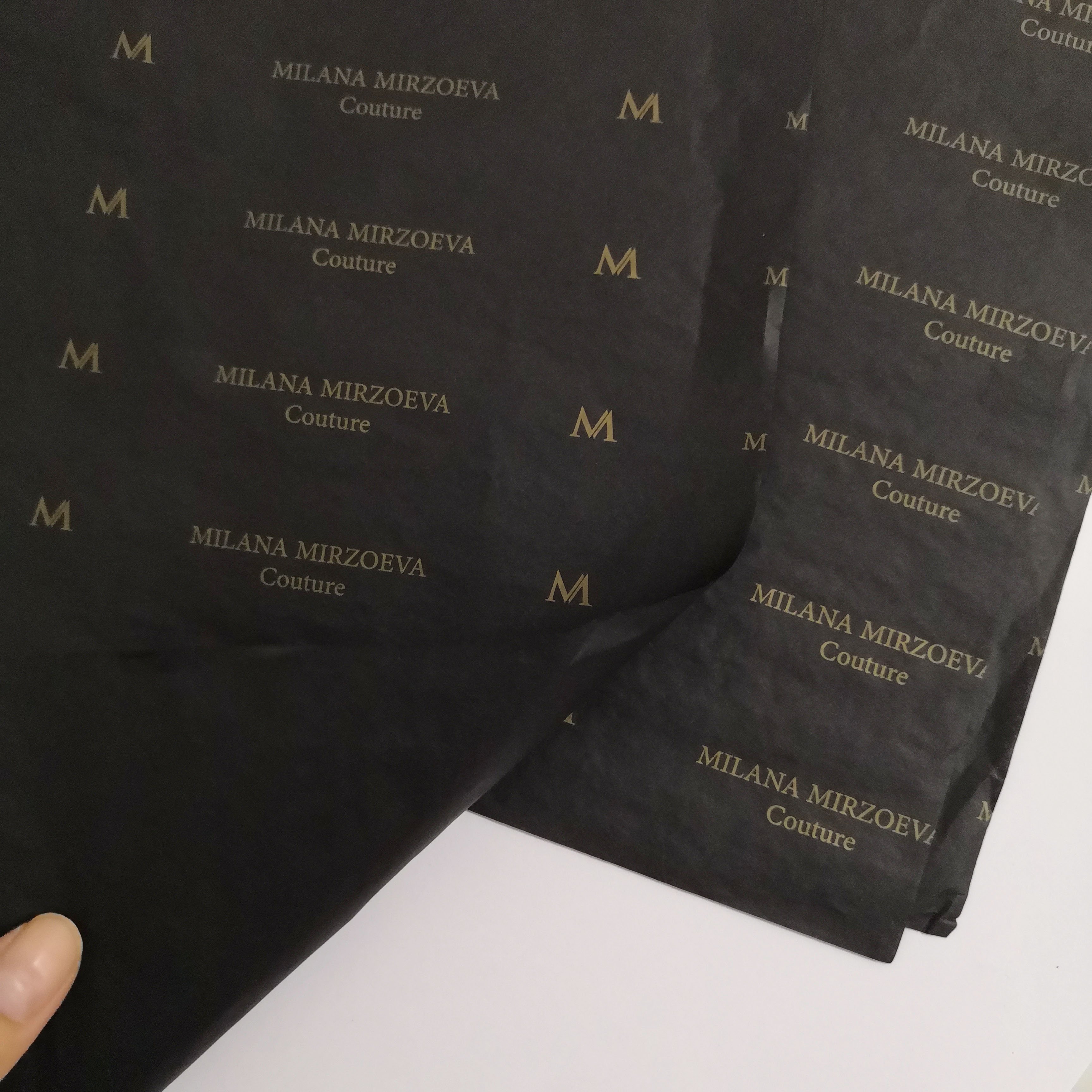 Customised Printed Branded Logo Gift Clothing Black Packaging Tissue Wrapping Silk Paper for Shoes