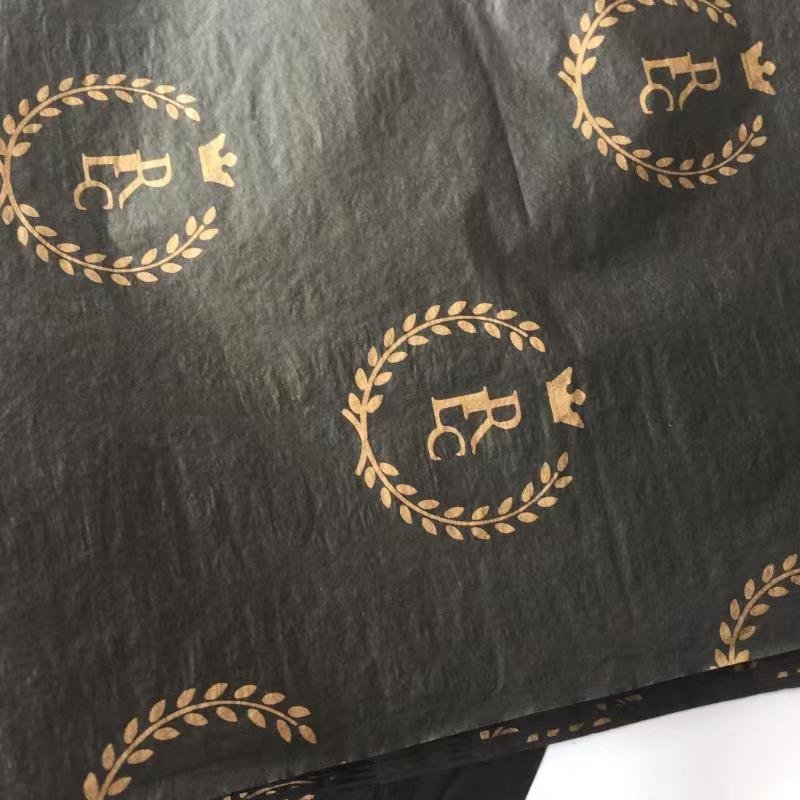 Customised Printed Branded Logo Gift Clothing Black Packaging Tissue Wrapping Silk Paper for Shoes