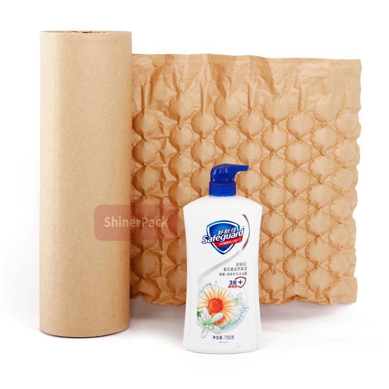 Factory Biodegradable Inflatable Kraft Bubble Paper Cushion Wrap Packaging Air Bubble Cushion Film Air Bubble Paper Roll