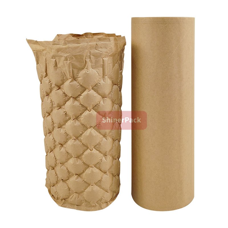 Factory Biodegradable Inflatable Kraft Bubble Paper Cushion Wrap Packaging Air Bubble Cushion Film Air Bubble Paper Roll