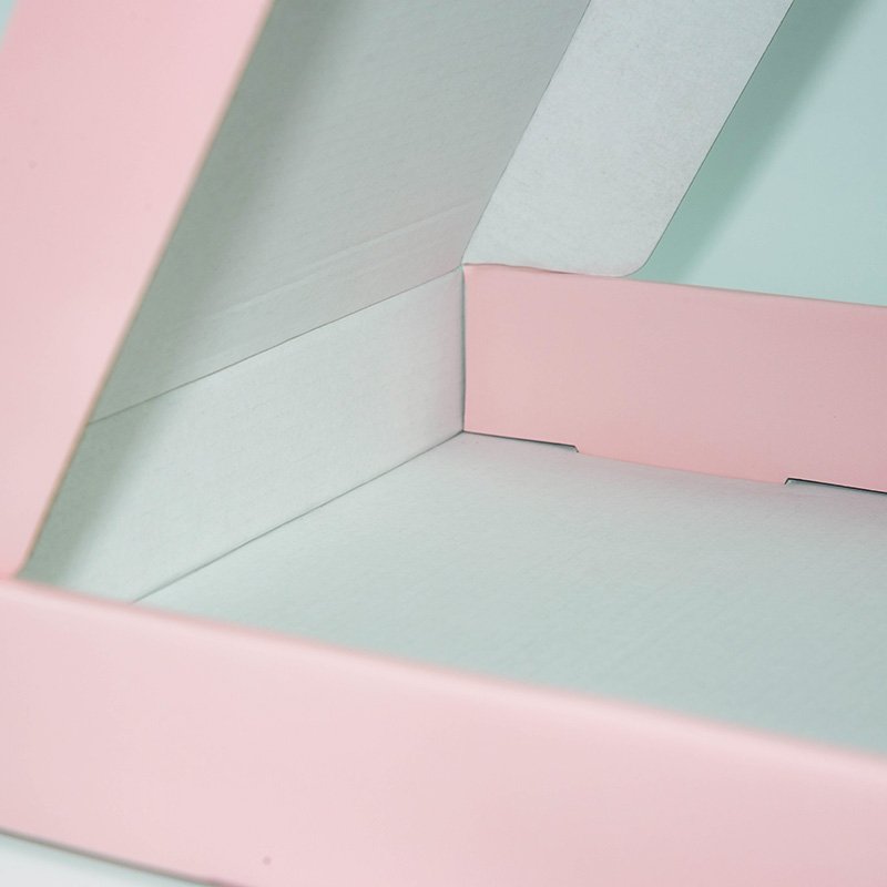 Custom One-Side Printed Pink Corrugated Board Cardboard Box Rigid Food Packaging Double-Dount Cookies Embossing Vanishing