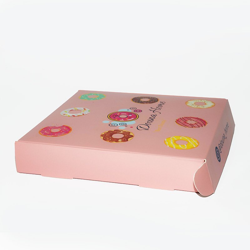 Custom One-Side Printed Pink Corrugated Board Cardboard Box Rigid Food Packaging Double-Dount Cookies Embossing Vanishing