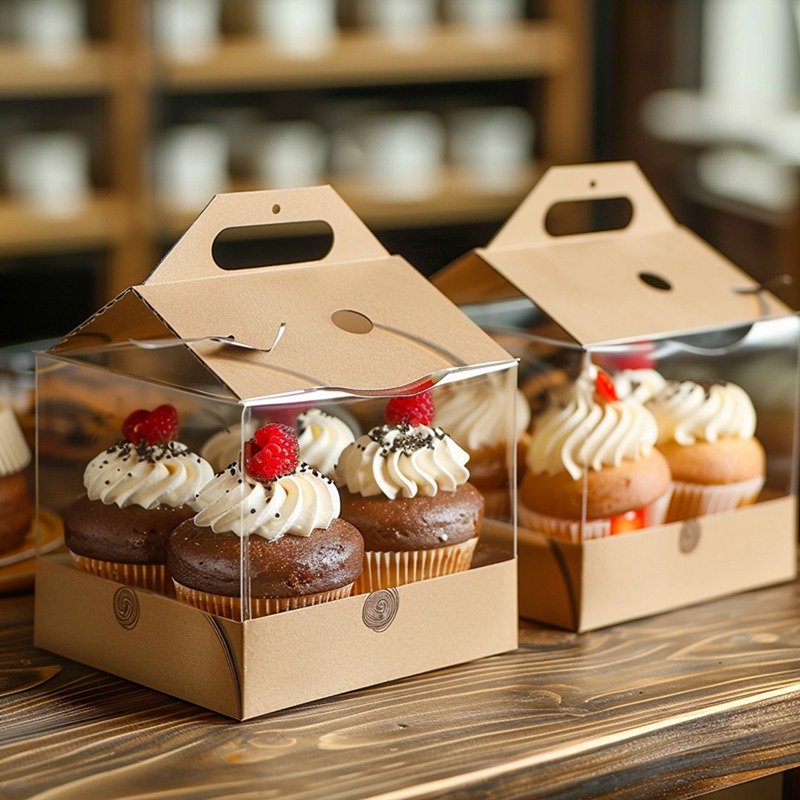 2024 custom printed large birthday gift clear custom bento cake packaging box with window