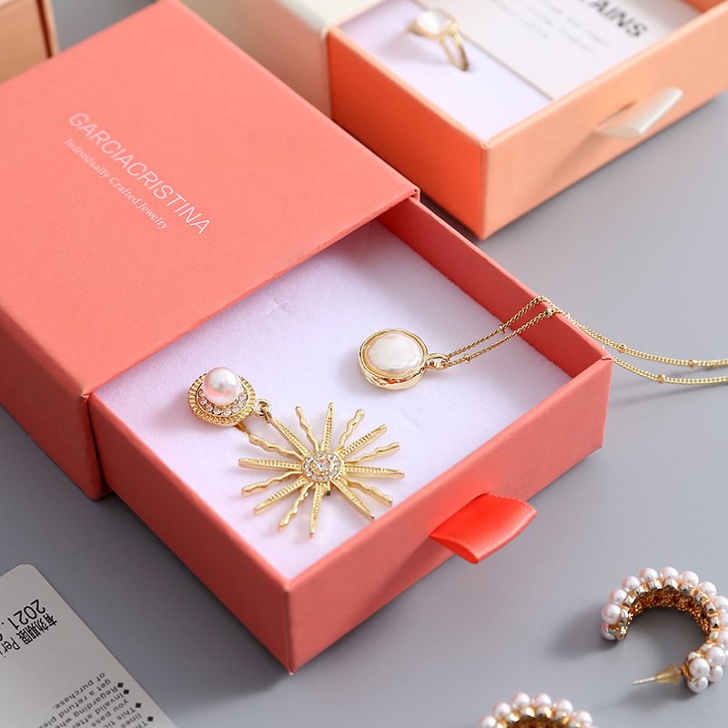Wholesale Custom Logo Rigid Sliding Out Drawer Jewelry Gift Box For Jewelry Storage package paper Box