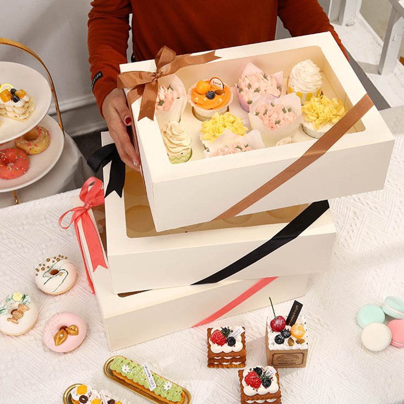Six hold cup cake packaging paper boxes with dividers