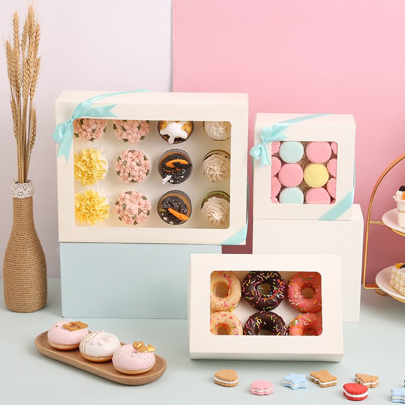 Six hold cup cake packaging paper boxes with dividers