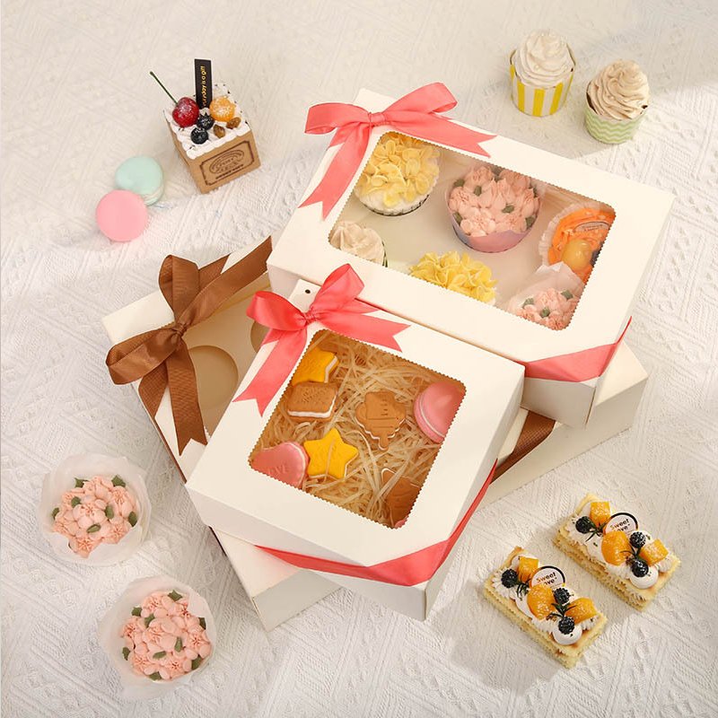 Six hold cup cake packaging paper boxes with dividers