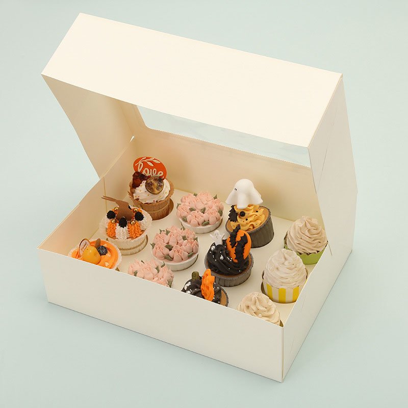 Six hold cup cake packaging paper boxes with dividers
