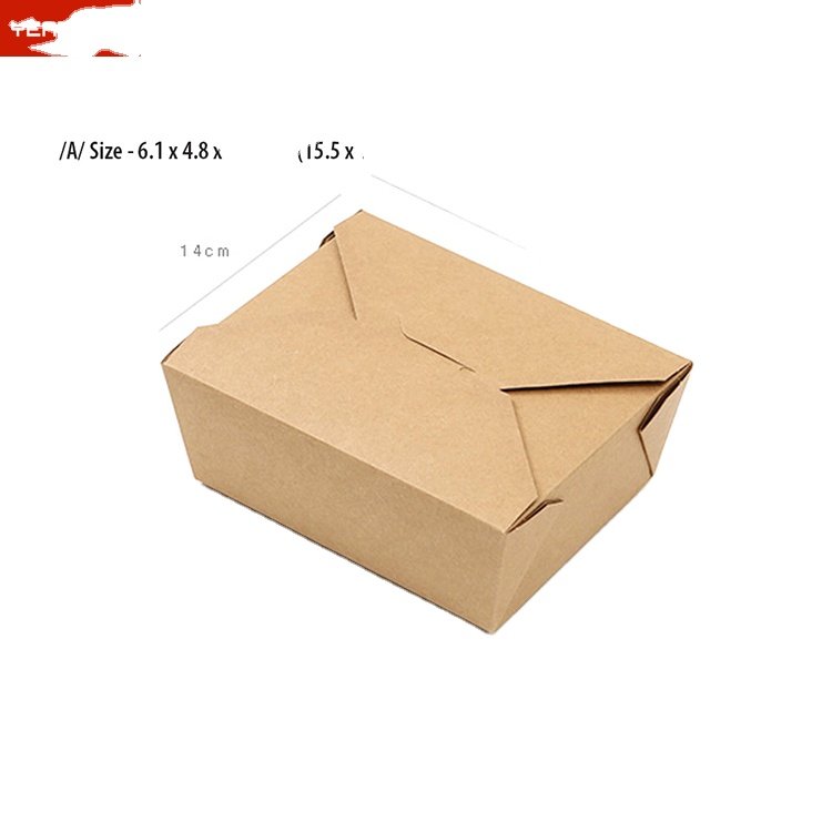 Disposable Tableware Food Box Kraft Paper Bento Lunch Sandwich Fast Takeaway Packaging Brown Simple Square Offset Printing BNYD