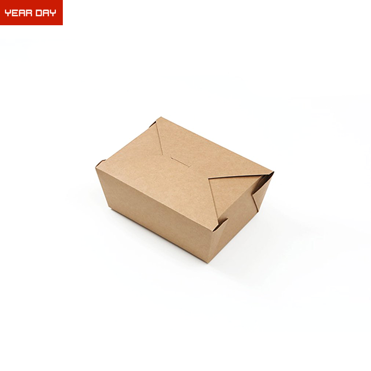 Disposable Tableware Food Box Kraft Paper Bento Lunch Sandwich Fast Takeaway Packaging Brown Simple Square Offset Printing BNYD