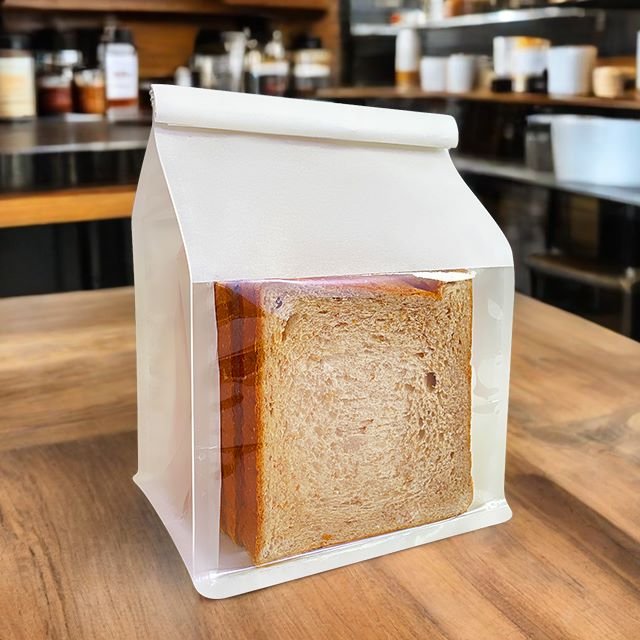 Custom Logo Recyclable Brown White Paper Bread Bag Kraft Food Packaging Bakery Tin Tie Toast Bag With Clear Window