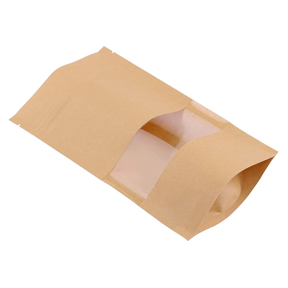 Customized Biodegradable Food Grade Packaging Zipper Bags Brown Kraft Coffee Candy Reusable Kraft paper Bags With Logo