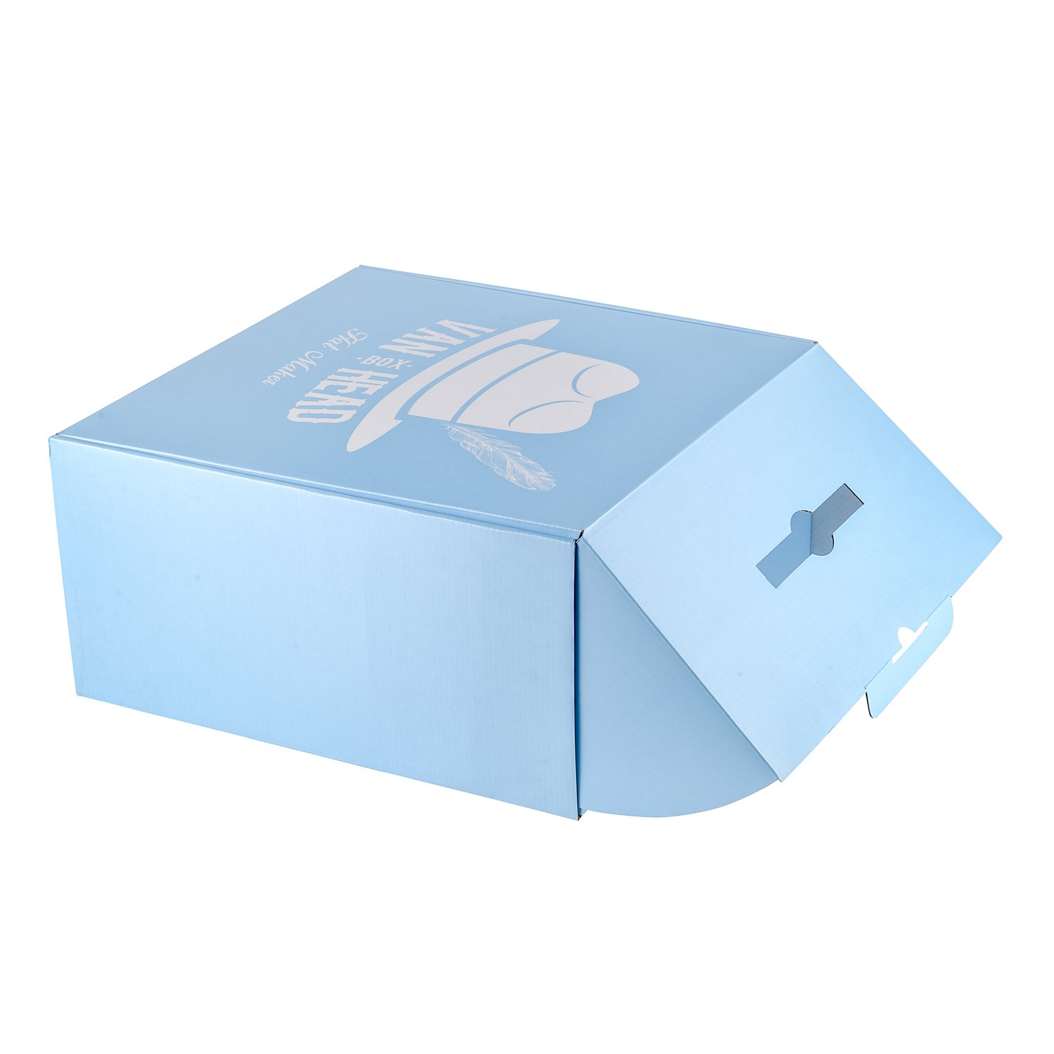Shanghai Factory High-Quality Custom Duplex Cardboard Paper Packaging Blue Design with Handle and Suitable Insert for Hat