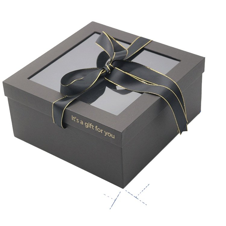 Square Transparent Window Flower Box Exquisite Gift Box Gift Packaging Paper Box With Bowknot