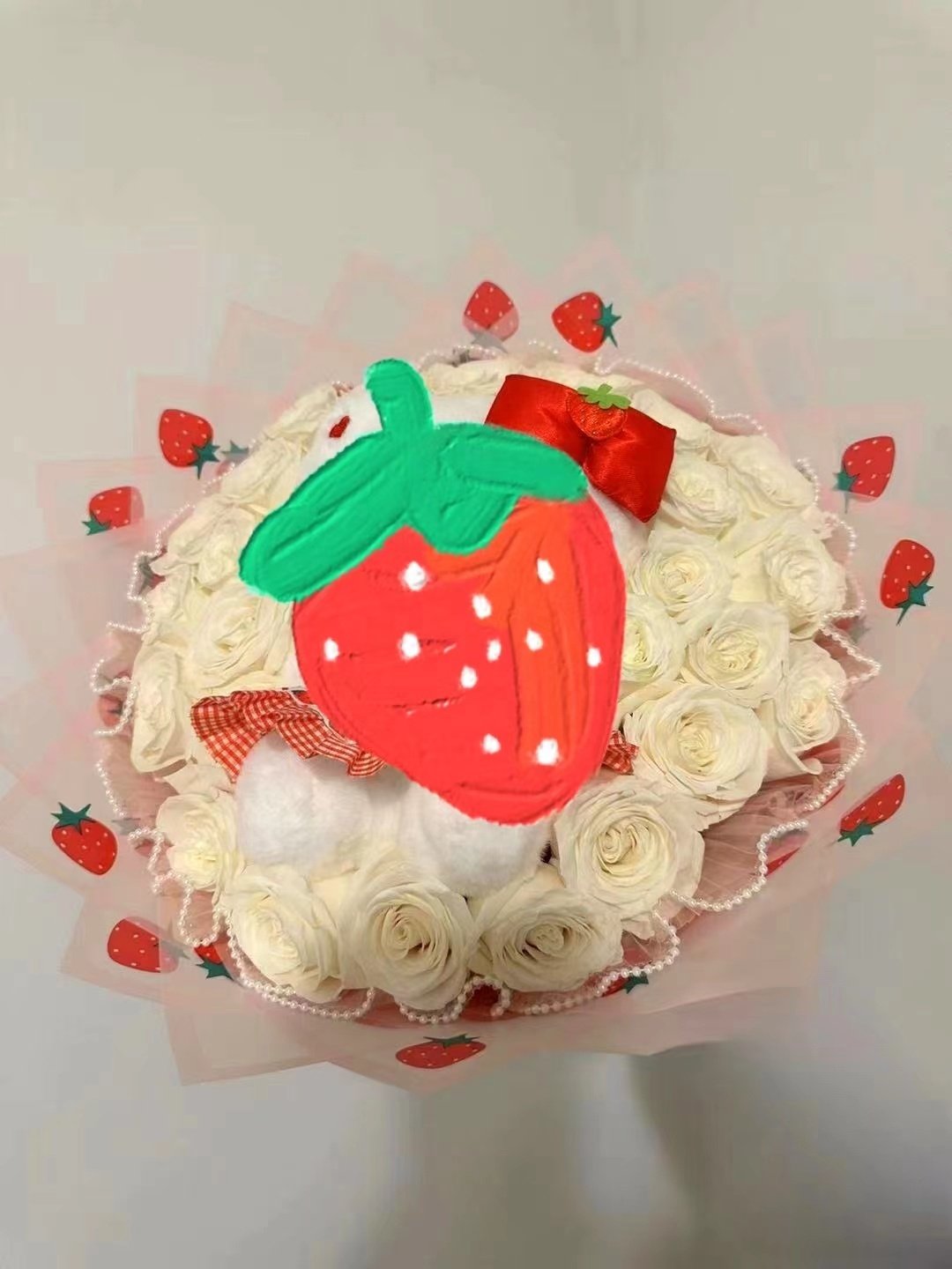 Latest Designed Transparent Strawberry Pattern Borders Floral Packaging Paper Material Elegant Floral Design Product Packaging