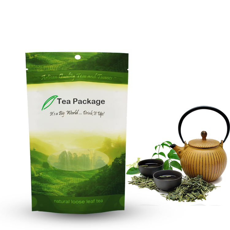 Resealable Powdered Green Tea Pouches Custom Biodegradable Kraft Pouch Stand Up Food Bag Zip Lock Spice And Herb Packaging