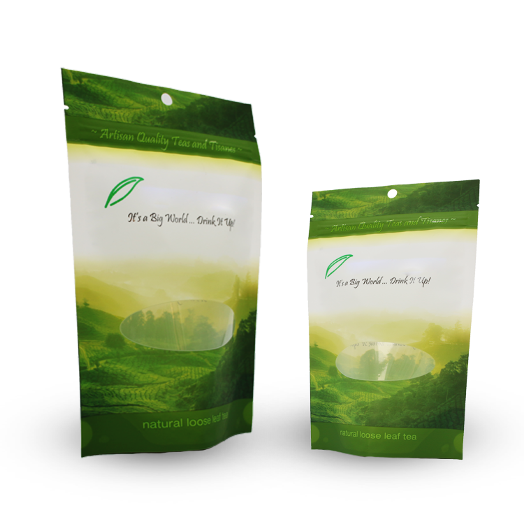 Resealable Powdered Green Tea Pouches Custom Biodegradable Kraft Pouch Stand Up Food Bag Zip Lock Spice And Herb Packaging