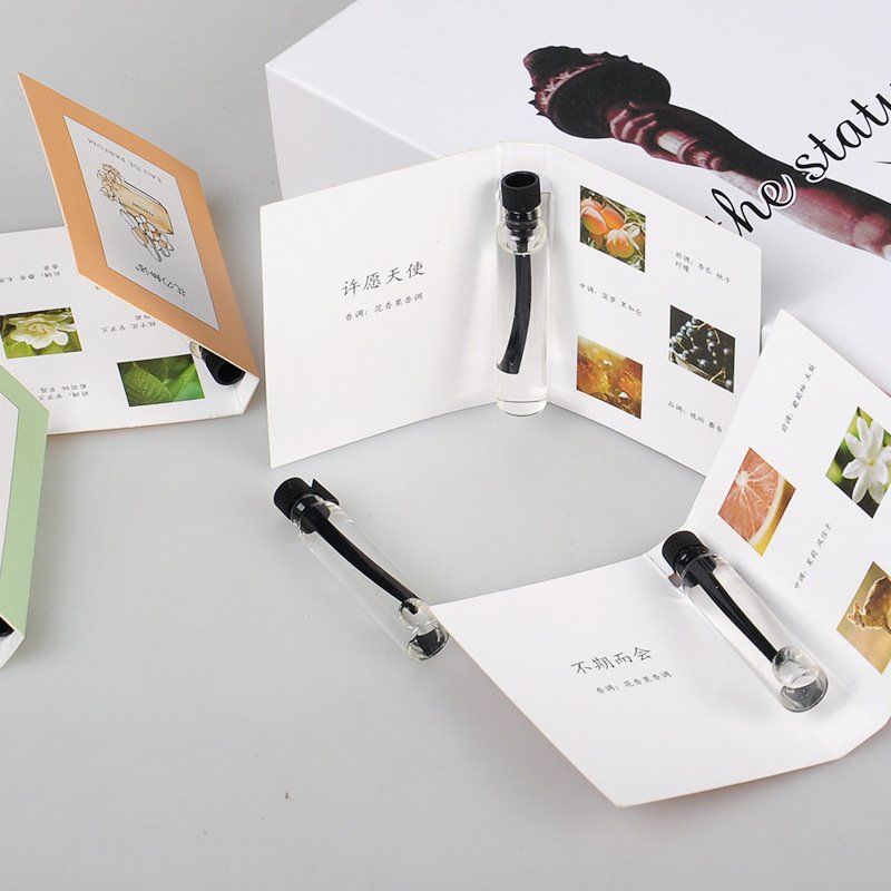 Custom perfume credit card travel pack 20ml pocket fragrance cards perfume sample paper display card