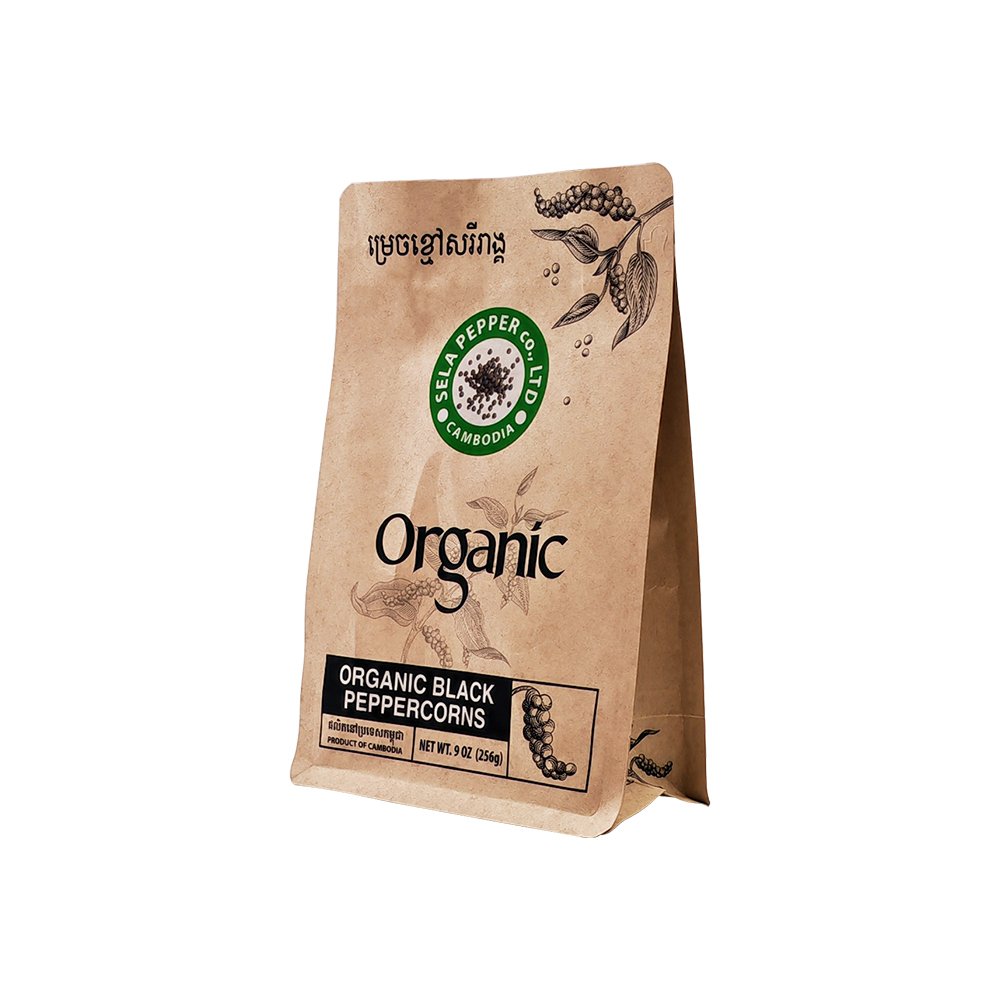 Flat Bottom Pouch Tea Coffee Food Packaging Bags Eco Friendly Sachet Packing Biodegradable Custom Kraft Paper