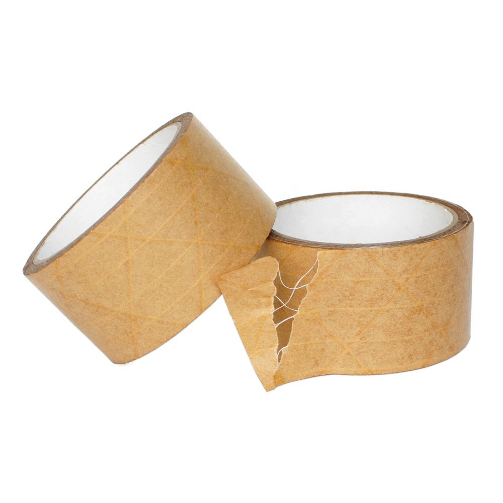 2- Recyclable Brown Color Fiberglass Reinforced Kraft Paper Gummed Sealing Packing Packaging Self Adhesive Tape