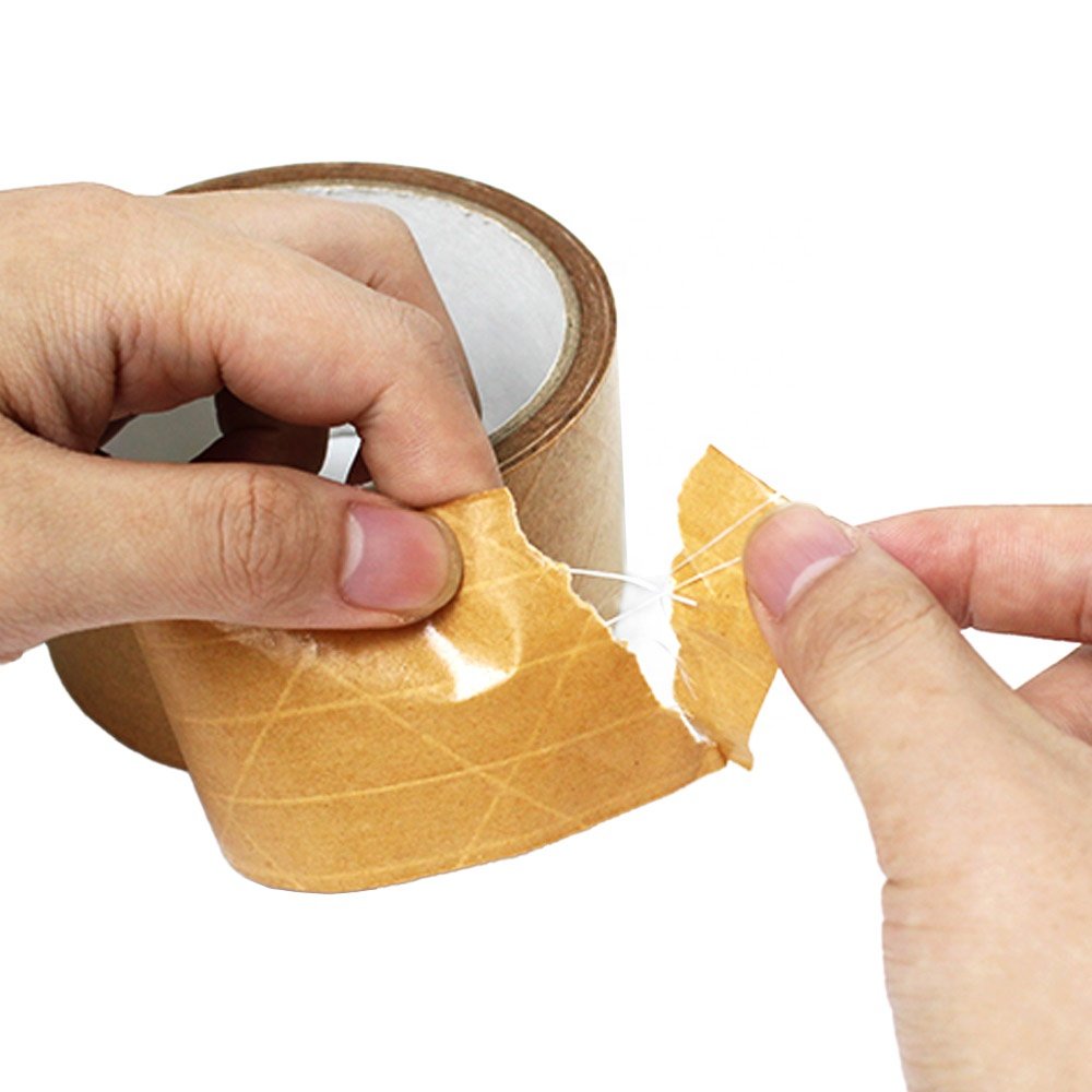 2- Recyclable Brown Color Fiberglass Reinforced Kraft Paper Gummed Sealing Packing Packaging Self Adhesive Tape